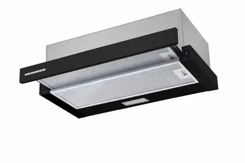 Hota incorporabila telescopica Heinner HTCH-F400BK, 358.4 mc/h, 1 Motor, Lumina LED 1 x 2 W, 2 Filtre aluminiu, Clasa B (Negru)