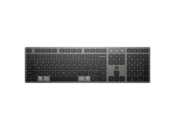 HP 725 Multi Device Rechargeable Wireless Keyboard - Bluetooth + 2.4GHz, full size, supercapacitor, EN Negru