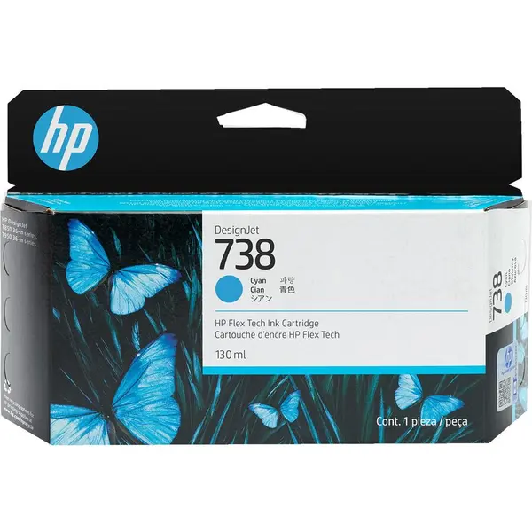 HP Cartus Original HP 738, Ink, Cyan, 130 ml