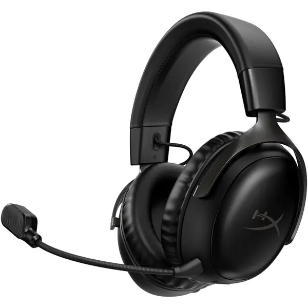 HP Casti gaming wireless HyperX Cloud III, DTS Headphone:X Spatial Audio, 2.4GHz, autonomie pana la 120 de ore, spuma cu memorie, microfon 10mm metal mesh, Negru