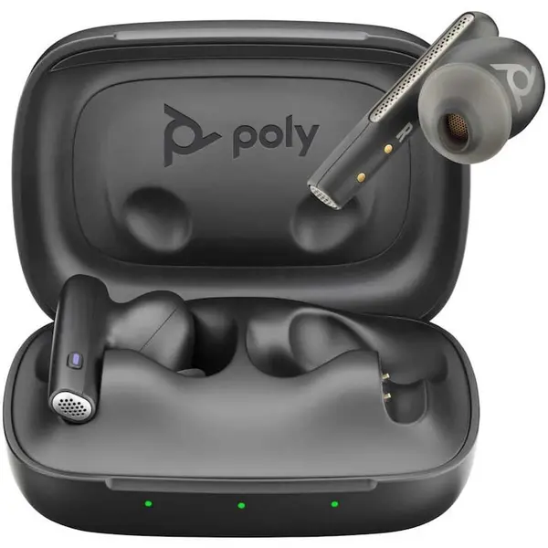 HP Casti HP Poly Voyager Free 60+ UC Negru Carbon+Adaptor USB-C BT700+Carcasa de incarcare cu ecran tactil