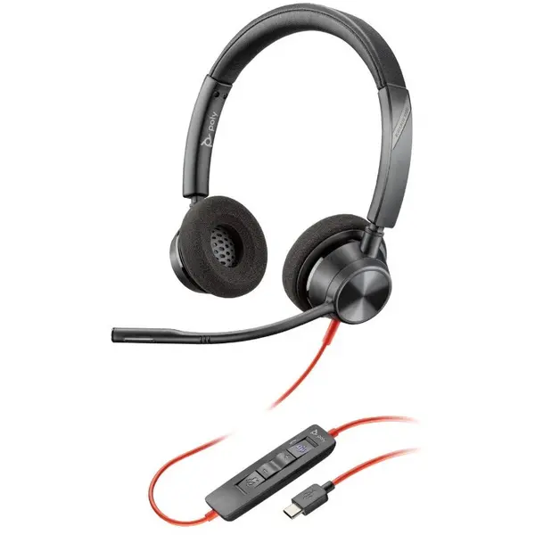 HP Casti Poly Blackwire 3320 MS Teams, adaptor USB-C/A, stereo