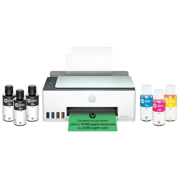 HP Imprimanta multifunctionala HP Smart Tank 582, color inkjet, USB, Wireless, Apple AirPrint, A4, 18.000 pagini alb-negru, 6.000 de pagini color