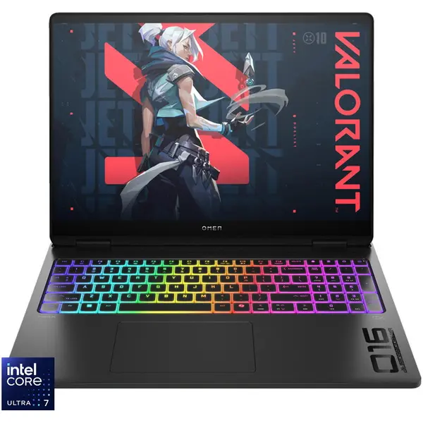 HP Laptop Gaming HP OMEN MAX 16-ah0011nn, Procesor Intel® Core™ Ultra 7 255HX, 16 inch, WQXGA, OLED, 240Hz, 32GB DDR5 RAM, 1TB SSD, NVIDIA® GeForce RTX™ 5070 12GB GDDR7, Free DOS, Negru (INT Keyboard)