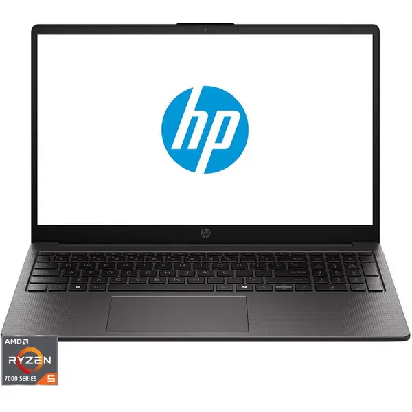 HP Laptop HP 255R G10, Procesor AMD Ryzen™ 5 7535U, Display 15.6 Full HD (1920x1080), Memorie RAM 16GB DDR5, Capacitate 512GB SSD, Placa video integrata AMD Radeon™ 660M Graphics, No OS, Dark ash silver (INT Keyboard)