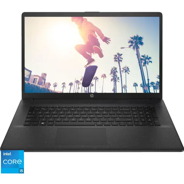 HP Laptop HP Laptop 17-cn3005nq, Intel Core i5-1334U, 17.3 inch Full HD, 16GB DDR4, 512GB SSD, Intel Iris Xe, Free DOS, Negru (INT Keyboard)