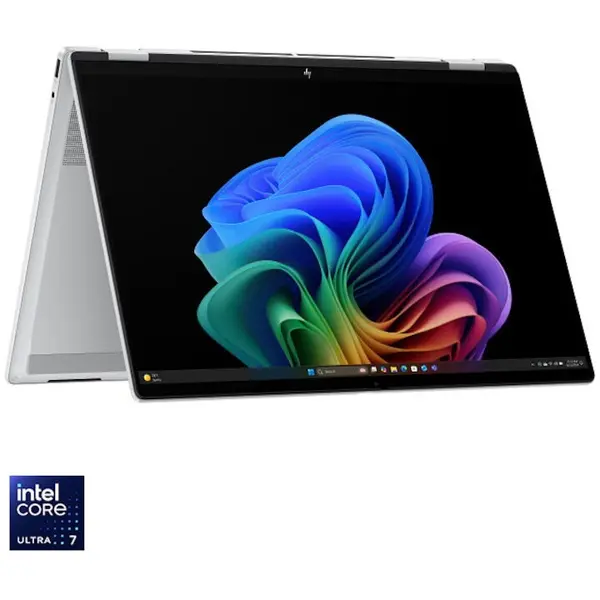 HP Laptop HP OmniBook X FlipNGAI 16-as0021nn, Procesor Intel® Core™ Ultra 7 258V, Display 16'' 2K (1920x1200), IPS, Touch, Memorie RAM 32GB LPDDR5x, Capacitate 2TB SSD, Placa video Intel® Arc™, Windows 11 Home, Glacier Silver (INT Keyboard)