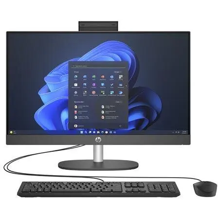 HP Sistem desktop All In One PC HP ProOne 240 G10, Procesor Intel® Core™ Ultra 7 155U 1.7GHz Meteor Lake, 23.8 inch, Full HD IPS, 16GB RAM, 512GB SSD, Intel Graphics, Camera Web, no OS, Negru
