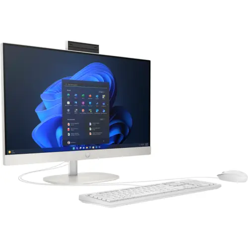 HP Sistem desktop HP ProOne 240 G10 AIO, procesor Intel Core Ultra 7 155U, 23.8 inch, Full HD IPS, 16GB DDR5, SSD 512GB, Intel UHD Graphics, Windows 11 Pro, Alb