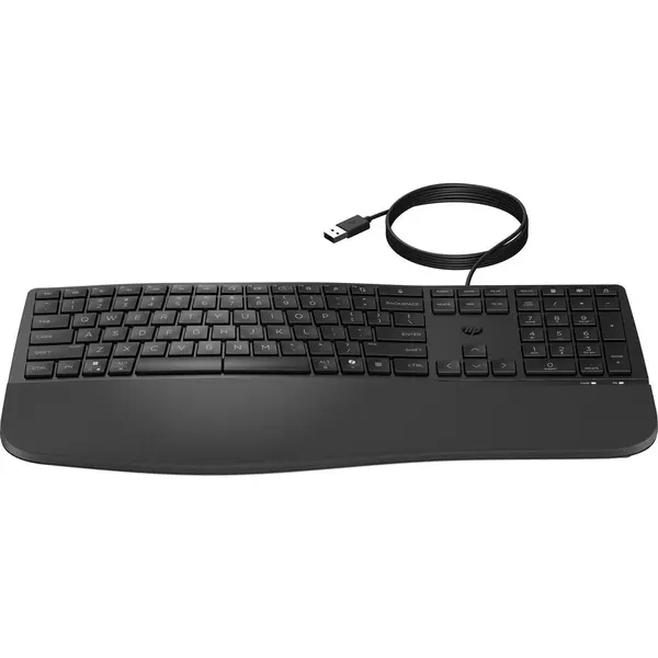 HP Tastatura HP 480 Comfort, cablu USB, rezistenta la apa, 442,7x214,9x34,1mm, Negru