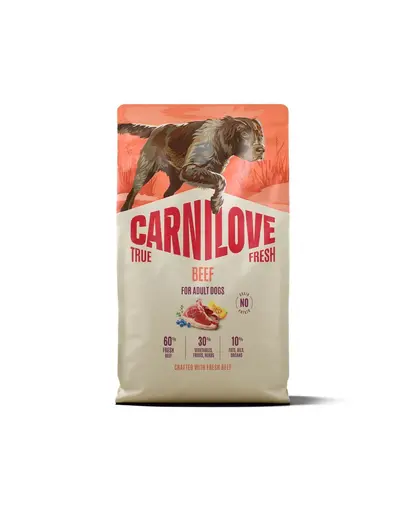 Hrană câini CARNILOVE True Fresh Dog Beef Adult 4 kg cu vită