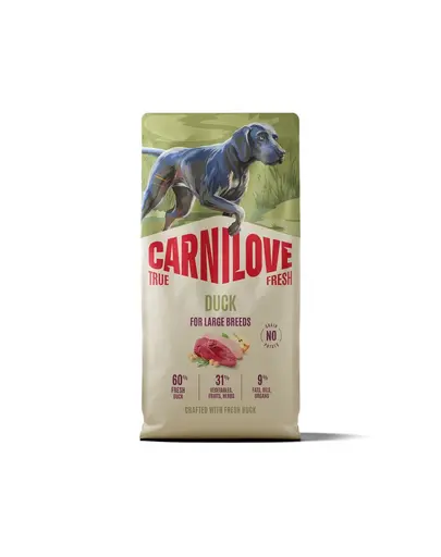 Hrană câini rase mari 12 kg CARNILOVE True Fresh Dog Duck Adult Large Breeds cu rață