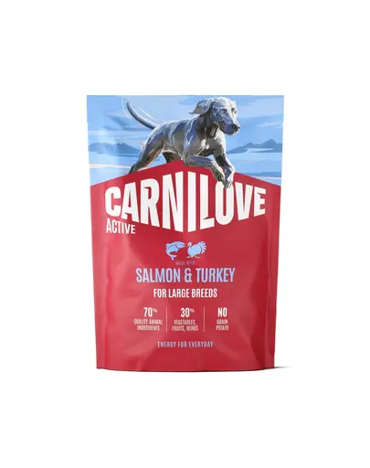 Hrană câini talie mare CARNILOVE Active Dog Salmon & Turkey Adult Large Breeds 1,5 kg somon și curcan