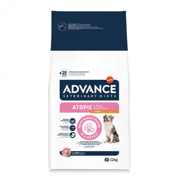 Hrana dietetica pentru caini Advance Atopic Derma Care cu iepure 12 kg