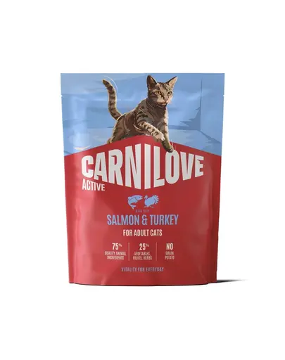 Hrană pisici adulte CARNILOVE Active Cat Salmon and Turkey Adult 400 g somon și curcan