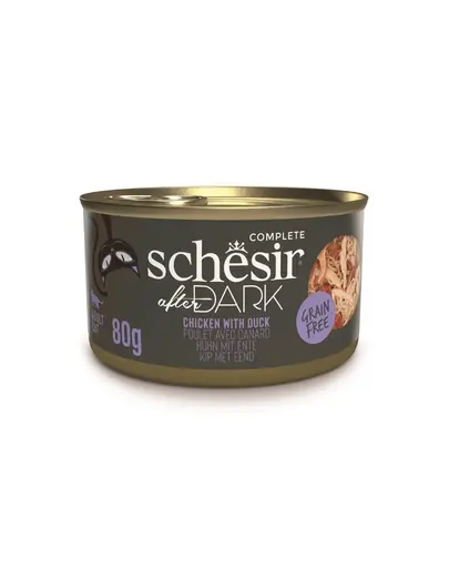 Hrană pisici cu pui și rață Schesir After Dark în supă 80 g
