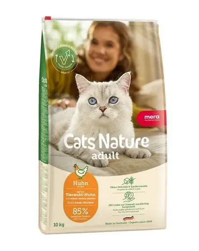 Hrană pisici fără cereale MERA Nature Adult pui 10 kg proteină animală ridicată