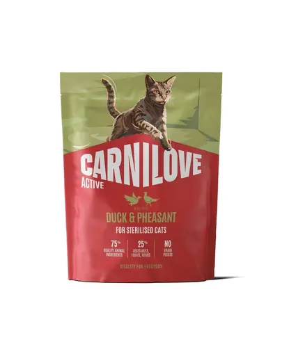 Hrană pisici sterilizate CARNILOVE Active Cat Duck and Pheasant Sterilised 400 gr rață și fazan