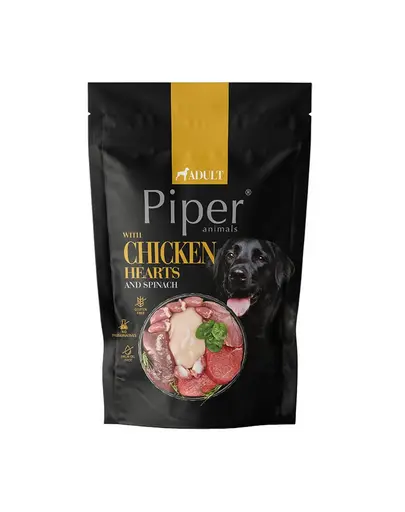 Hrană umedă câini adulți inimi de pui cu spanac PIPER Animals 500 g