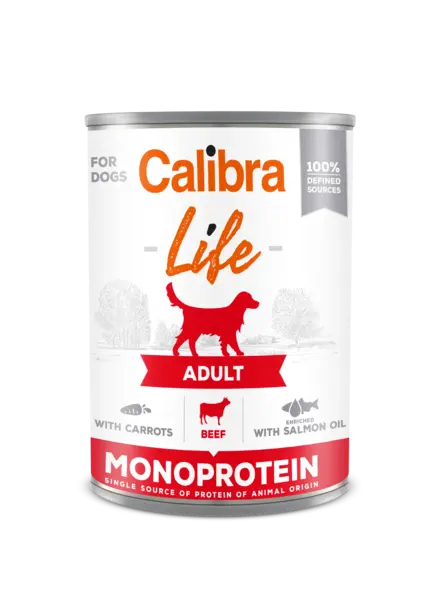 Hrana umeda caini, Calibra Dog Life Adult Beef with Carrots, 400 g