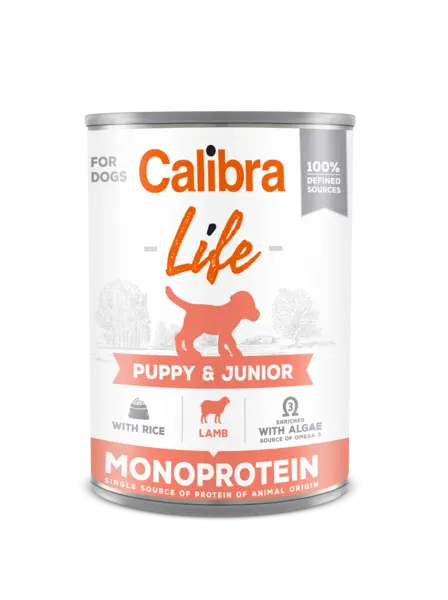 Hrana umeda caini, Calibra Dog Life Puppy & Junior, Lamb & Rice, 400 g