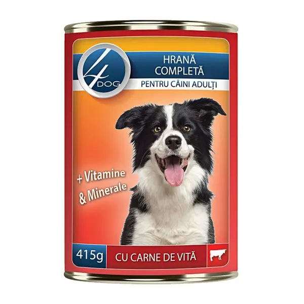 Hrana Umeda Caini, Conserva 415 g, Carne de Vita, 4 DOG