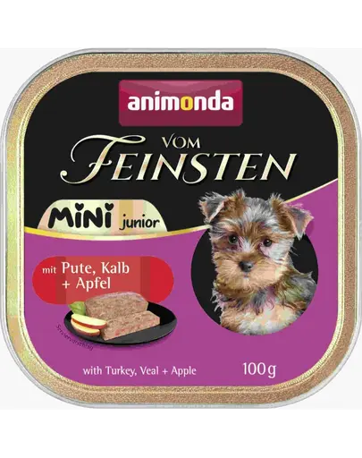 Hrană umedă căței rase mici junior ANIMONDA Mini 100g curcan vițel măr