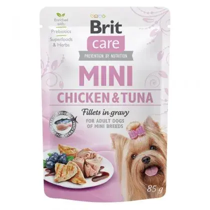 Hrana umeda pentru caini Brit Mini Adult Fillets in Gravy cu pui ton 85 gr