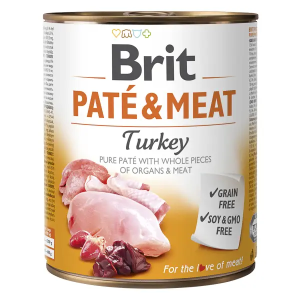 Hrana umeda pentru caini Brit Pate & Meat, Curcan, 800g 800g