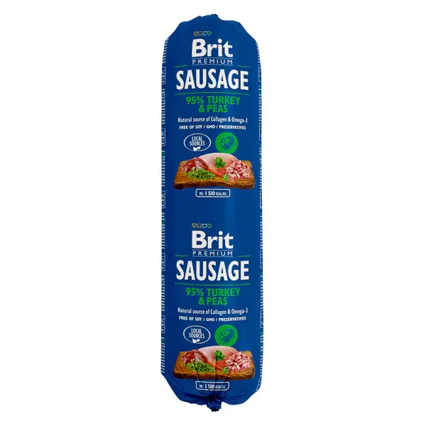 Hrana umeda pentru caini Brit, Salam, Curcan si Mazare, 800g