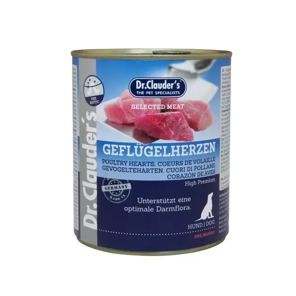 Hrana umeda pentru caini, Dr. Clauder`s Dog Selected meat - MEAT INIMI DE PUI 800g