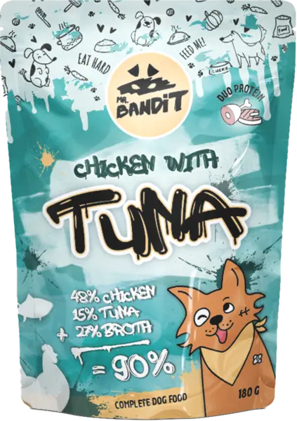 Hrană umedă pentru câini Mr. Bandit DuoProtein, pui și ton,180g
