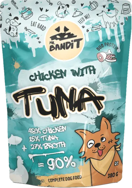 Hrană umedă pentru câini Mr. Bandit DuoProtein, pui și ton,380g