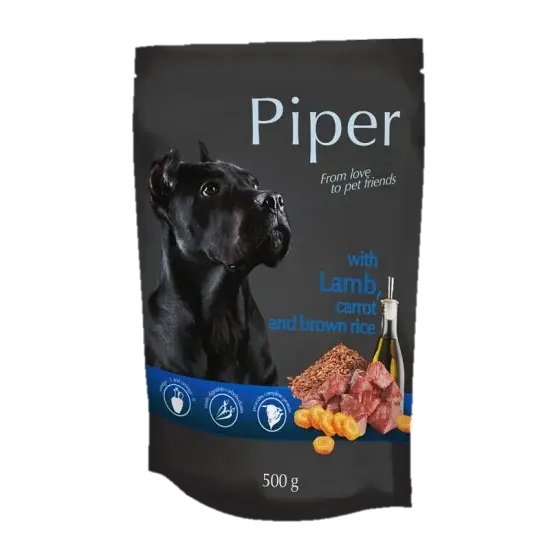 Hrana umeda pentru caini Piper Adult cu miel morcov 500 gr