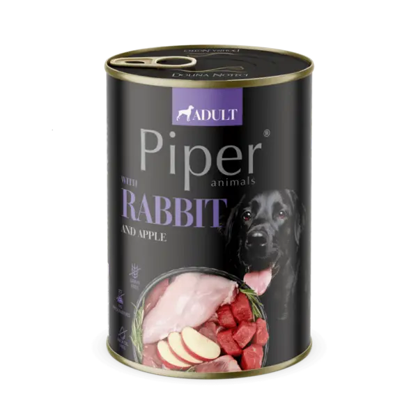 Hrana umeda pentru caini PIPER DOG, iepure si mar, 400g