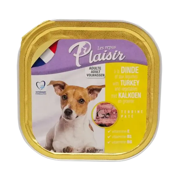 Hrana umeda pentru caini Plaisir, Curcan, 300g