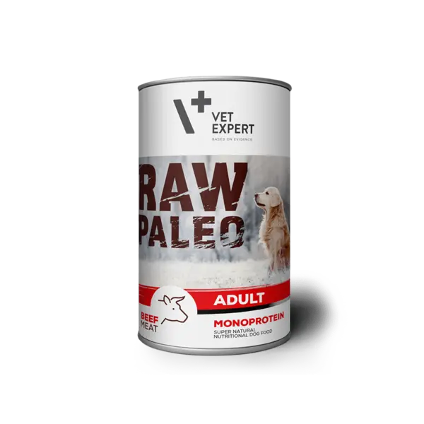 Hrana umeda pentru caini, RAW PALEO Adult, vita,conserva monoproteica, 800 g