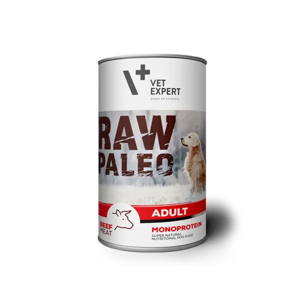 Hrana umeda pentru caini, RAW PALEO, conserva monoproteica, adult, carne de vita, 400 g