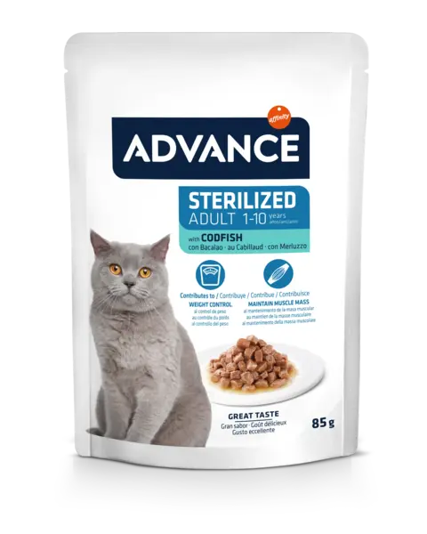 Hrana umeda pentru pisici Advance, Sterilized, Cod 85g