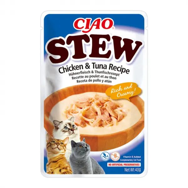 Hrana umeda pentru pisici Ciao Stew cu pui ton 40 gr