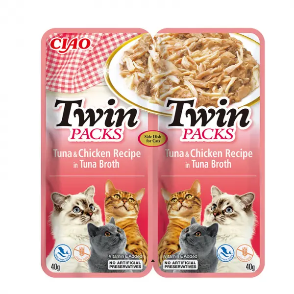 Hrana umeda pentru pisici Ciao Twin cu ton pui 2 x 40 gr