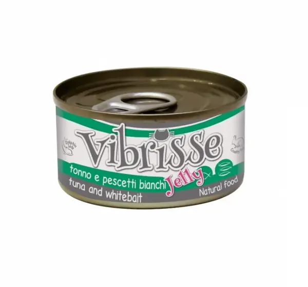 Hrana umeda pentru pisici Croci Vibrisse Jelly, Ton si peste alb in aspic, 70g