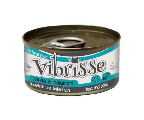Hrana umeda pentru pisici Croci Vibrisse Natural, Ton si calamar, 24 x 70g