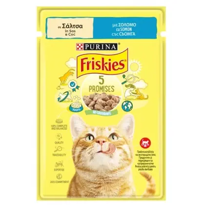 Hrana umeda pentru pisici Friskies Adult cu somon in sos 85 gr