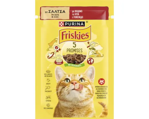 Hrana umeda pentru pisici Friskies Adult cu vita in sos 85 gr