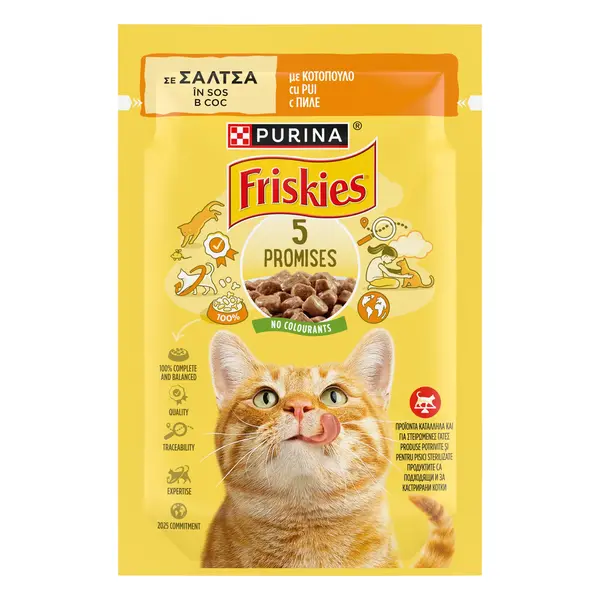 Hrana umeda pentru pisici Friskies Adult, Pui in Sos, 85 g 85g