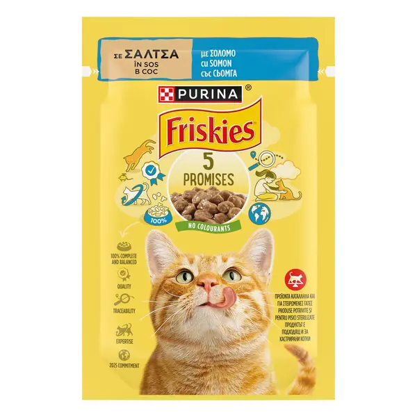 Hrana umeda pentru pisici Friskies Adult, Somon in Sos, 85 g 85g