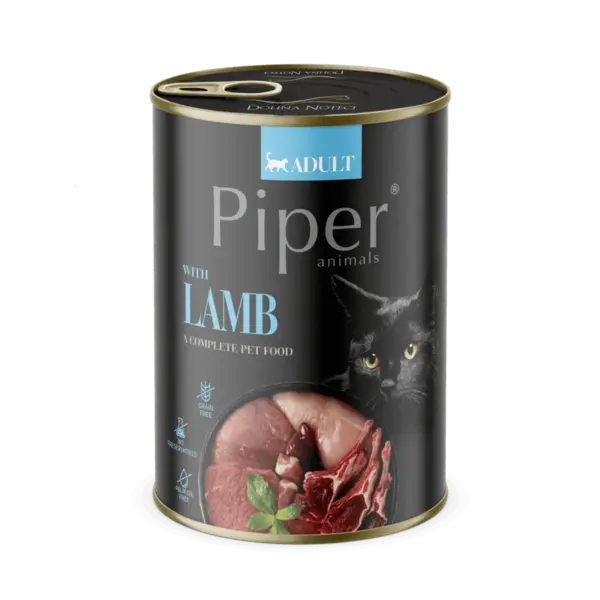 Hrana umeda pentru pisici PIPER CAT, miel, conserva 400g