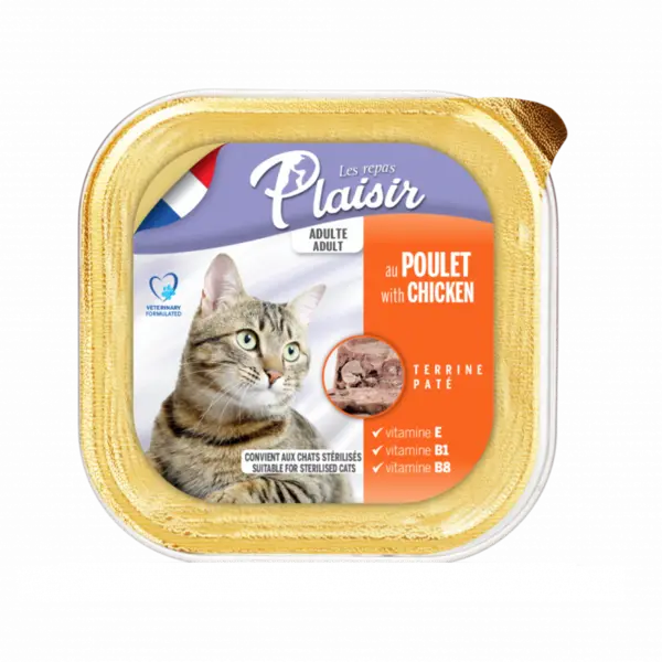 Hrana umeda pentru pisici Plaisir, Pui, 100g