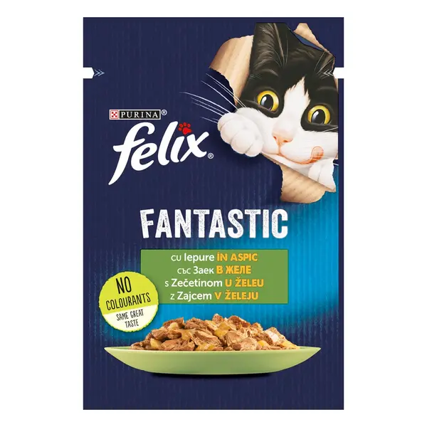 Hrana umeda pentru pisici Purina Felix Fantastic, Iepure in aspic, 26 x 85g
